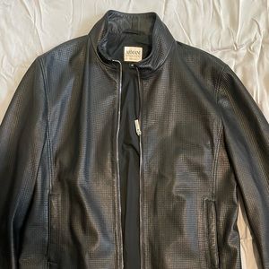 ARMANI (Collezioni) Black Leather Jacket (USA: 42)